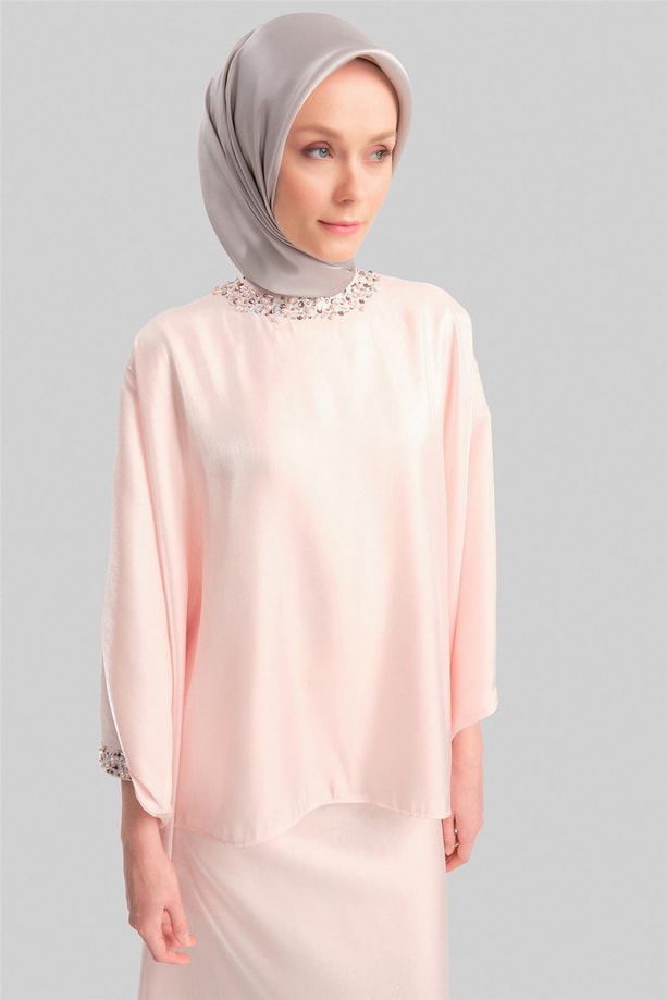 Armine İşleme Detaylı Şık Takım 24Y6833 Pudra