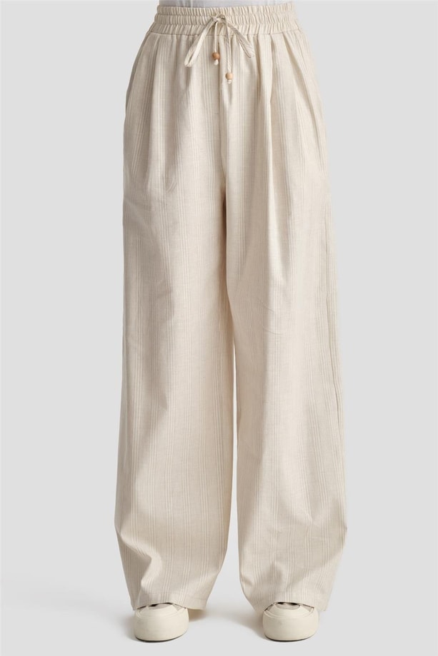 Armine Kalın Çizgili Pamuk Takım 24K6853 Açık Bej