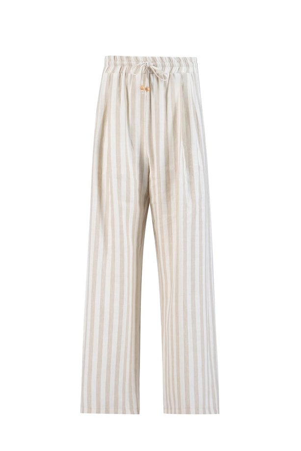 Armine Kalın Çizgili Pamuk Takım 24K6853 Bej