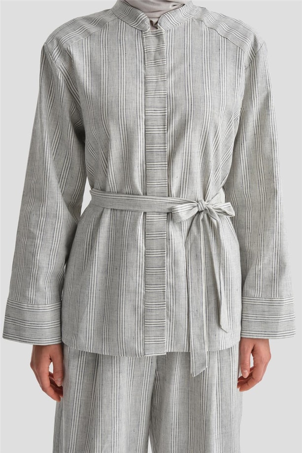 Armine Kalın Çizgili Pamuk Takım 24Y6853 İndigo