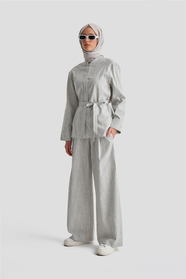 Armine Kalın Çizgili Pamuk Takım 24Y6853 İndigo