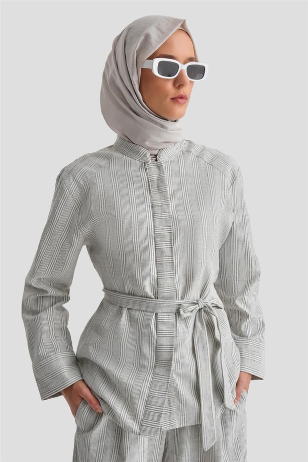 Armine Kalın Çizgili Pamuk Takım 24Y6853 İndigo