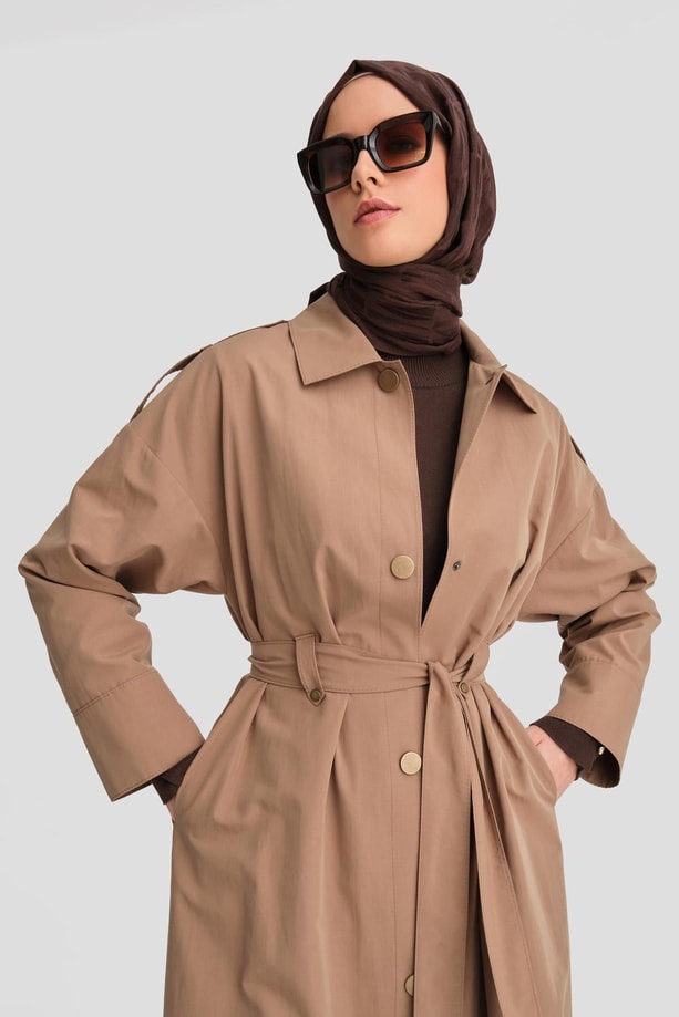 Armine Çakma Detaylı Trençkot 24Y8700 Toprak
