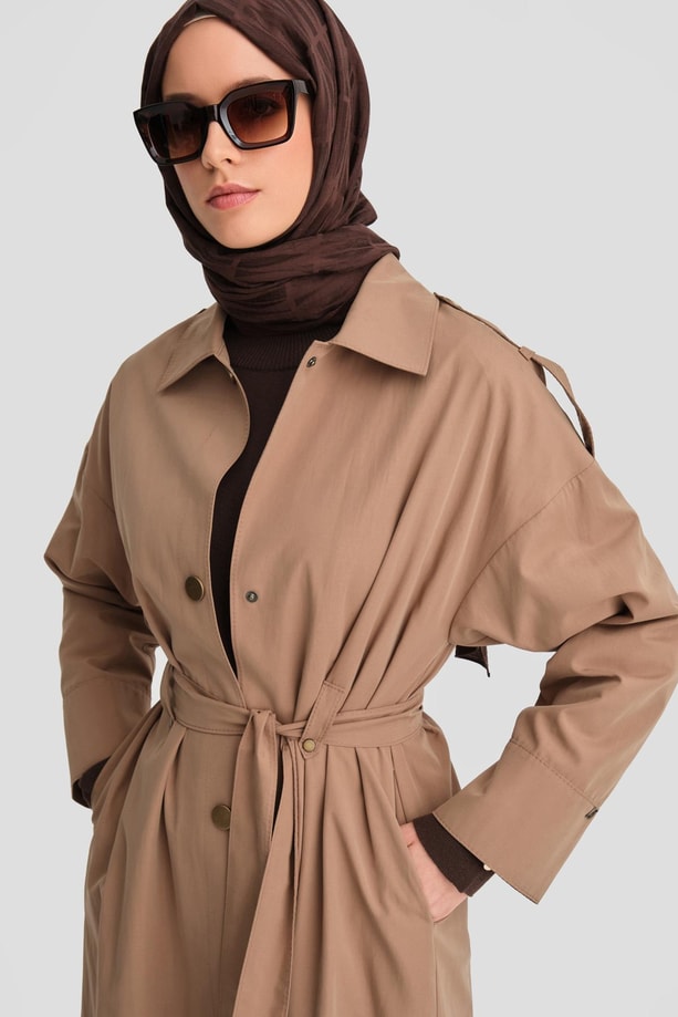 Armine Çakma Detaylı Trençkot 24Y8700 Toprak