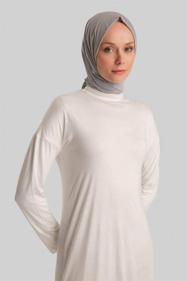 Armine Uzun Kol İçlik Elbise ORTD9042 Ekru