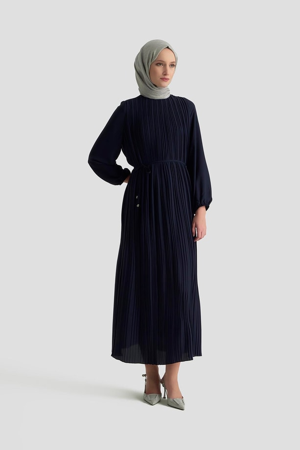 Armine Piliseli Elbise 24Yd9435 Lacivert