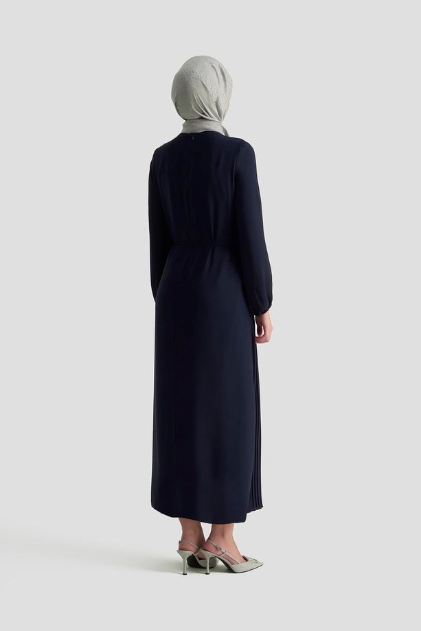 Armine Piliseli Elbise 24Yd9435 Lacivert