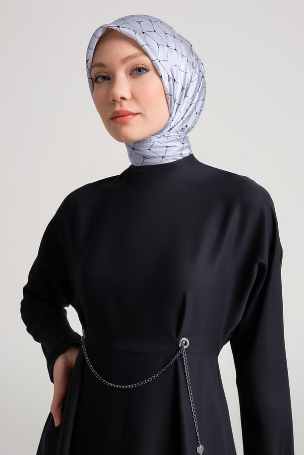 Armine Altın Zincirli Şık Elbise 24Y9800 Siyah
