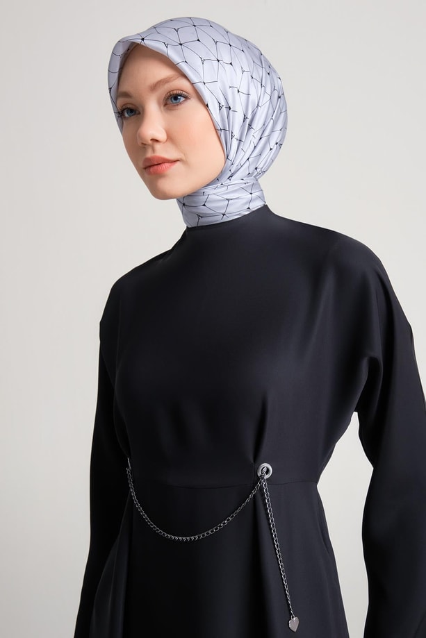 Armine Altın Zincirli Şık Elbise 24Y9800 Siyah