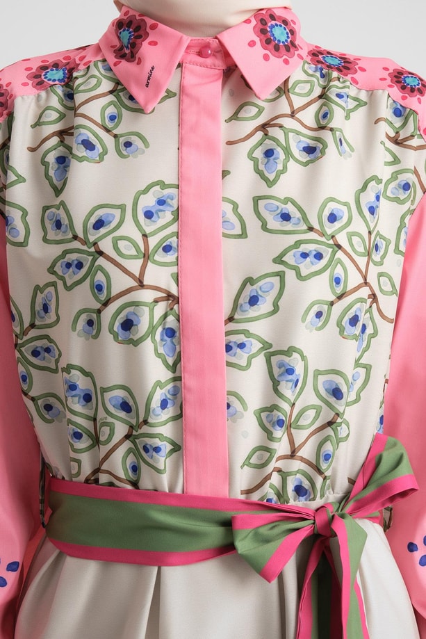 Armine Çiçek Desenli Elbise 24Y9805 Pembe