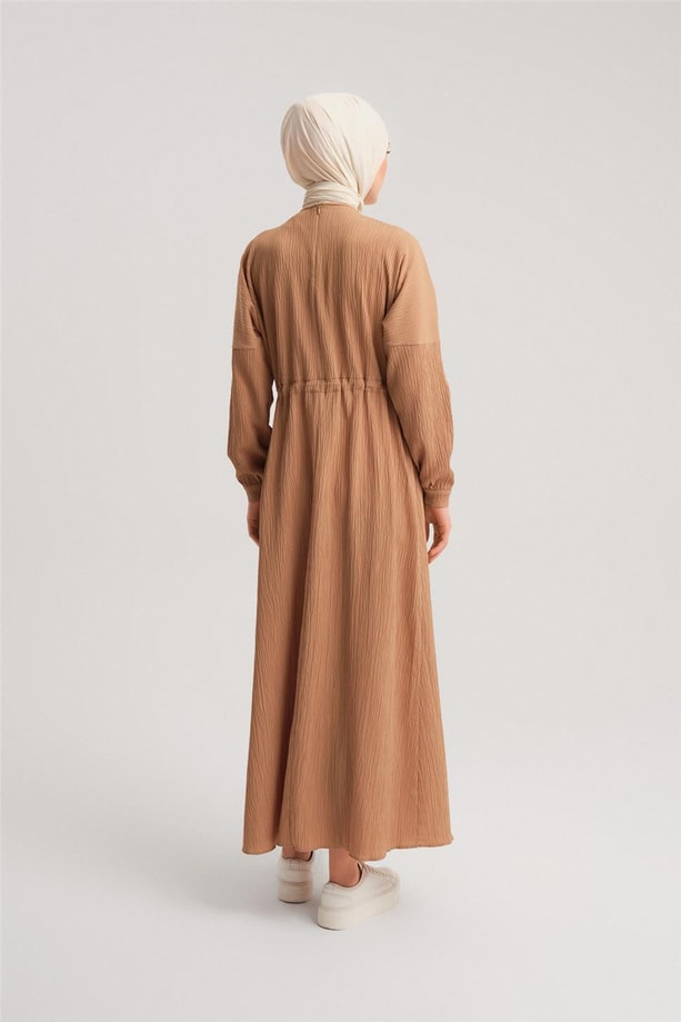 Armine Beli Nakışlı Elbise 24Y9811 Camel