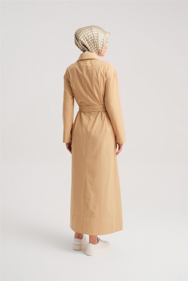 Armine Polo Yaka Basic Pamuk Elbise 24Y9822 Camel