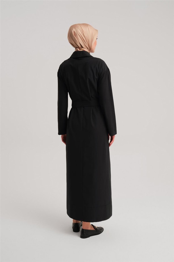 Armine Polo Yaka Basic Pamuk Elbise 24Y9822 Siyah