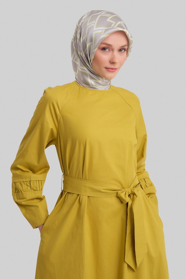 Armine Büzgü Detaylı Elbise 24Y9825 Safran
