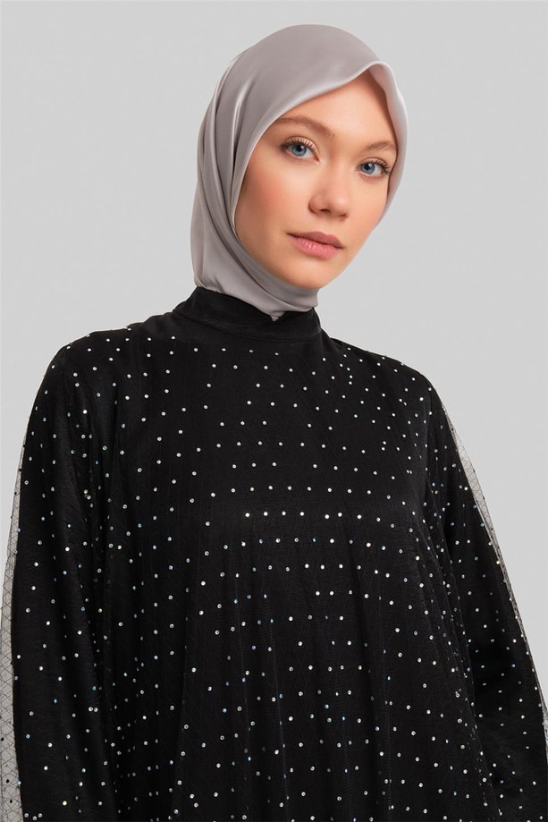 Armine Taşlı Pelerinli Abiye Elbise 24Y9841 Siyah