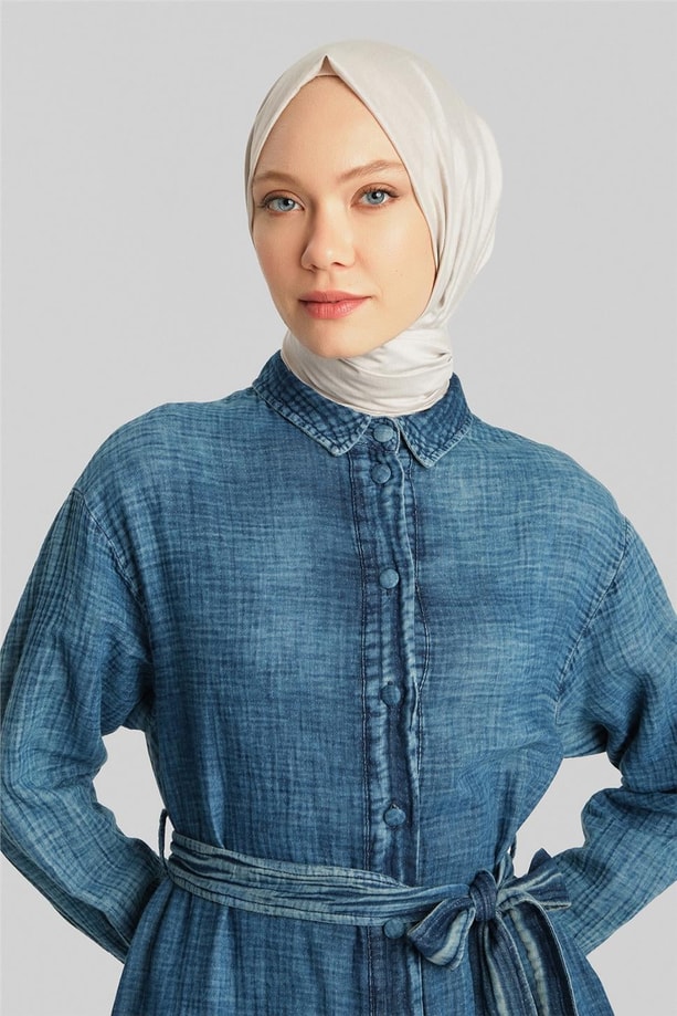 Armine Efektli Elbise 24Y9844 İndigo