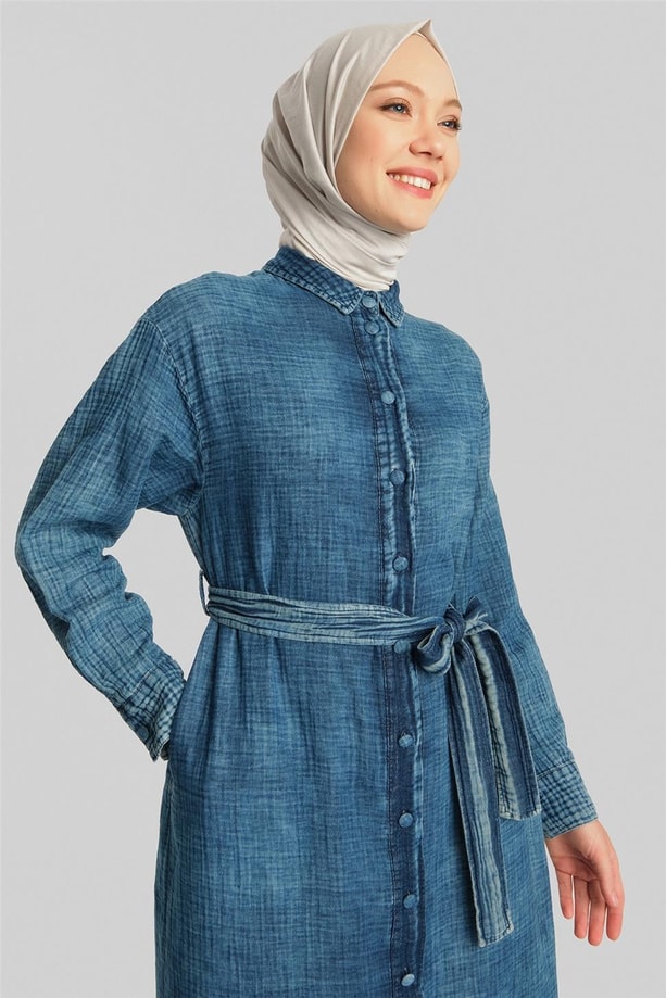 Armine Efektli Elbise 24Y9844 İndigo
