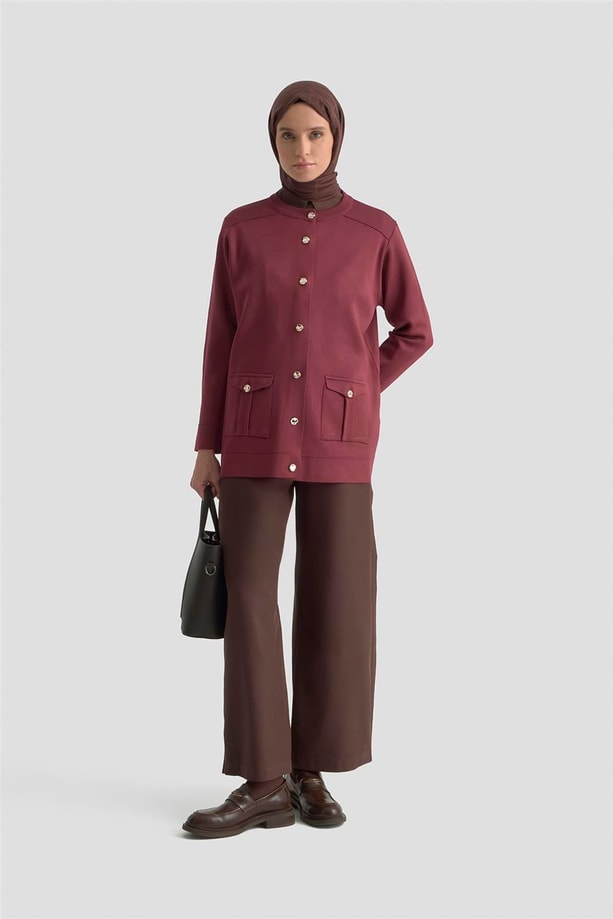 Armine Cepli Triko Hırka 25KTD4120 Bordo