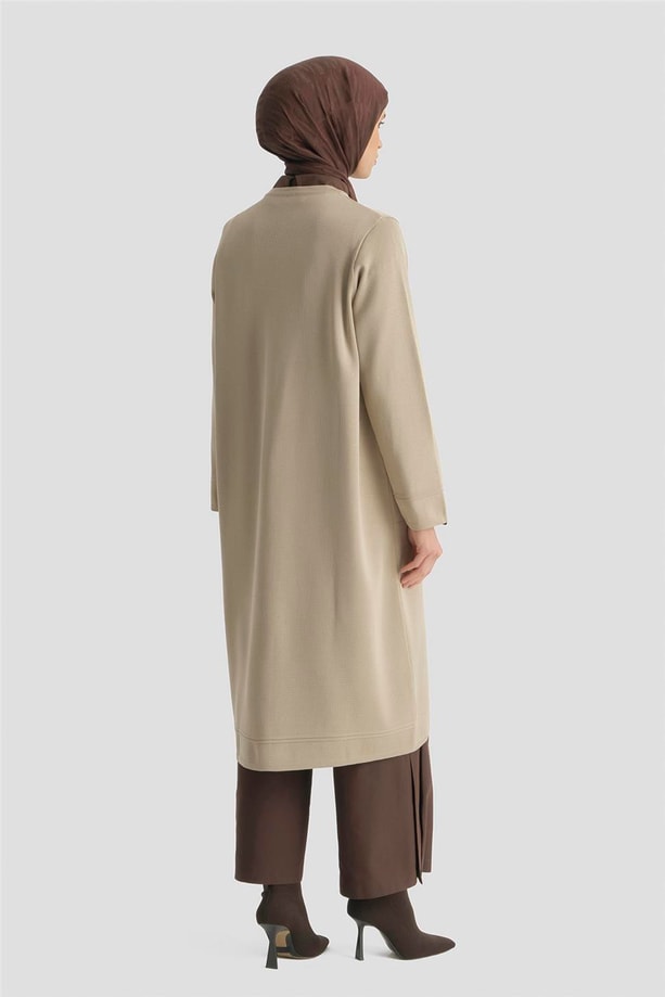 Armine Düğmeli Triko Kap 25KTD4122 Koyu Taş