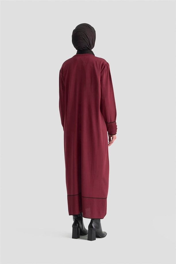 Armine Fularlı Triko Elbise 25KTD955 BORDO