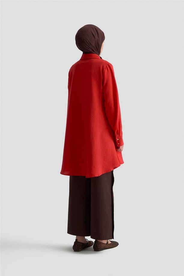 Armine Etek Ucu Volanlı Tunik 25KD1002 Kiremit