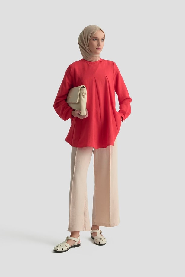 Armine Önü Dikişli Pantolon 25KD1004 Vizon