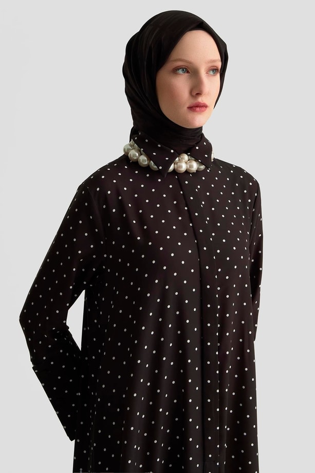 Armine Puantiyeli Elbise 25KD1007 Siyah