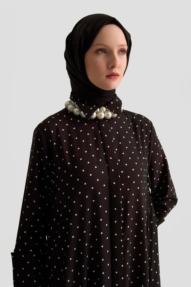 Armine Puantiyeli Elbise 25KD1007 Siyah