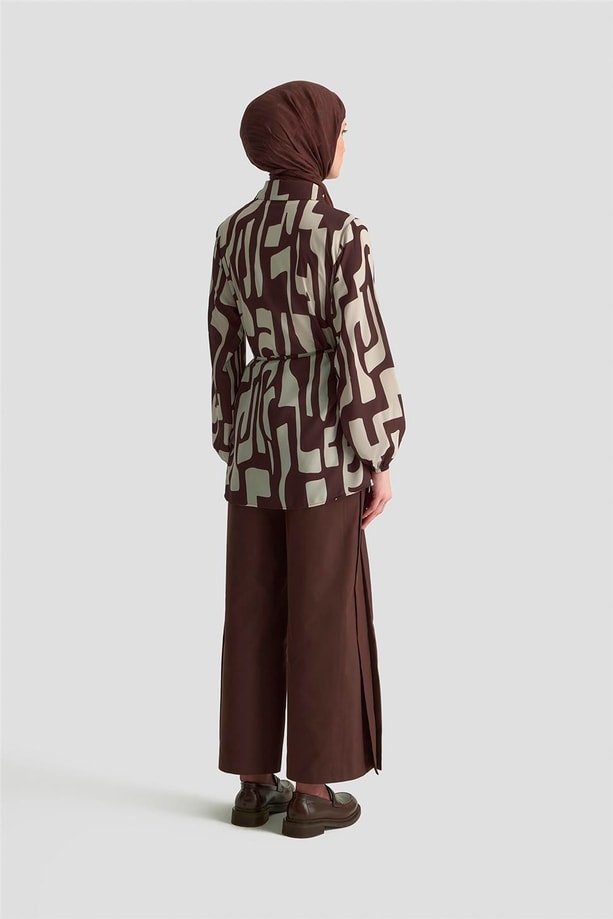 Armine Soyut Desenli Tunik 25KD1014 Vizon