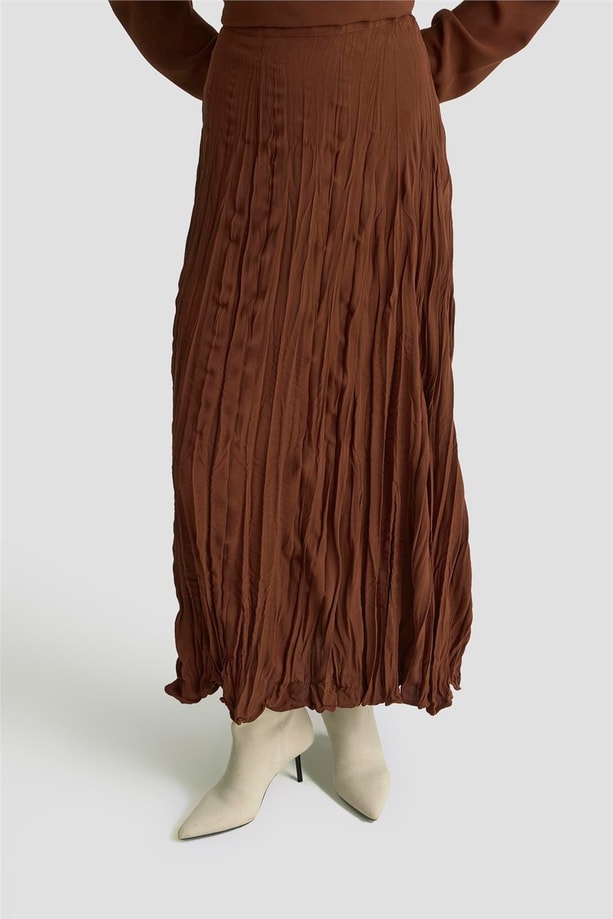 Armine Kırışık Efektli Takım 25KD1019 Kahverengi