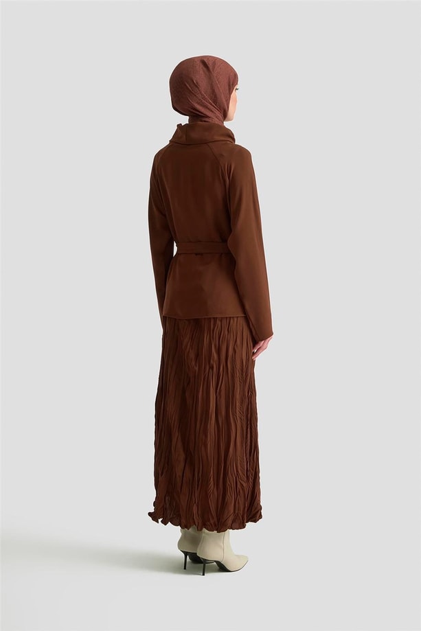 Armine Kırışık Efektli Takım 25KD1019 Kahverengi