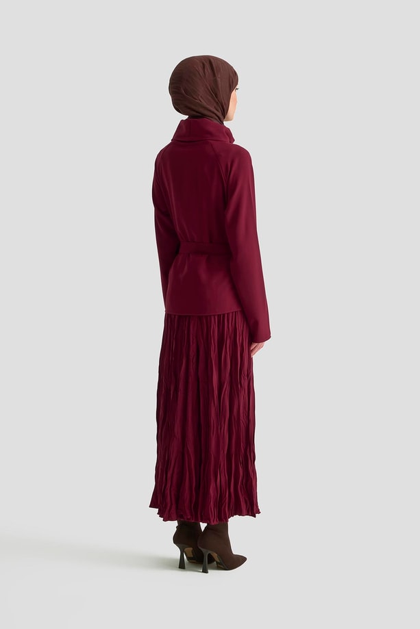 Armine Kırışık Efektli Takım 25KD1019 Bordo