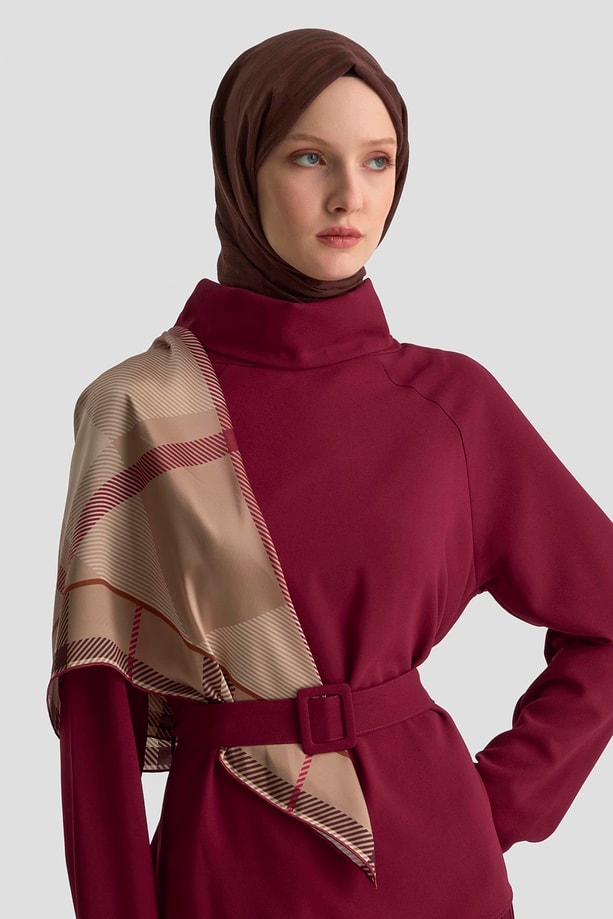 Armine Kırışık Efektli Takım 25KD1019 Bordo