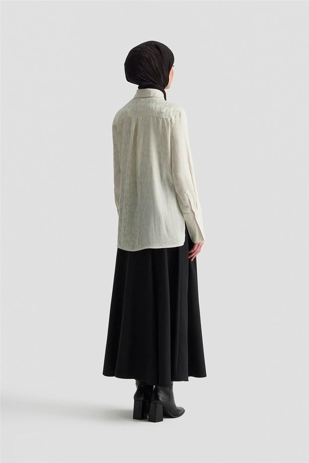 Armine Leopar Desenli Gömlek 25KM1021 Ekru