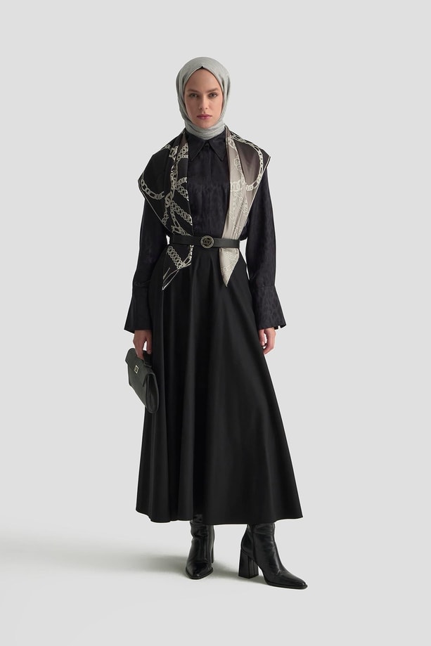 Armine Leopar Desenli Gömlek 25KM1021 Siyah