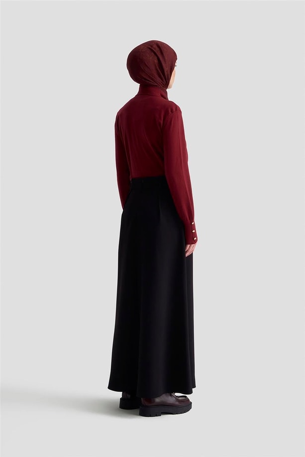 Armine Düğme Detaylı Çan Etek 25KM1023 Siyah
