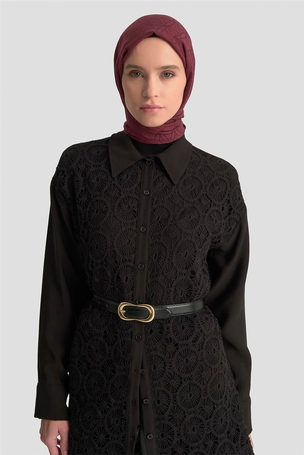Armine Dantelli Tunik 25KM1027 Siyah