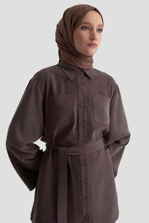 Armine Kemerli Keten Takım 25KD1104 Acı Kahve