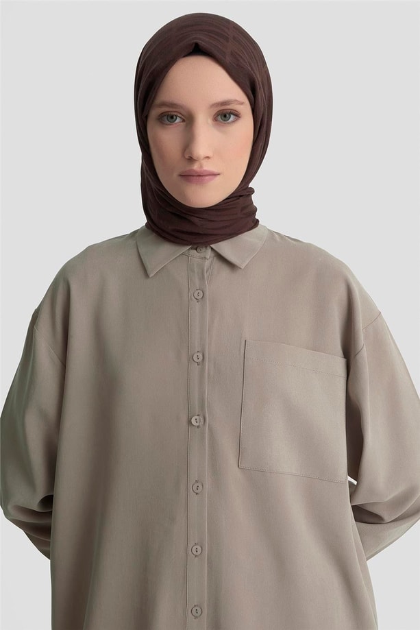 Armine Metal Düğmeli Gömlek 25KD1105 Vizon