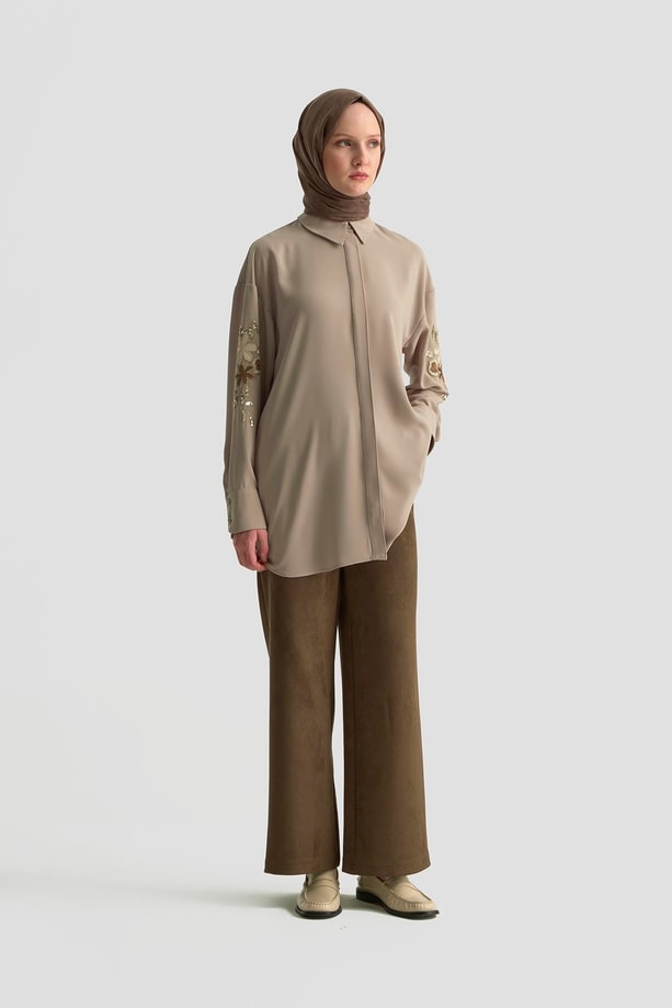 Armine Nakışlı Tunik 25KD1110 Bej