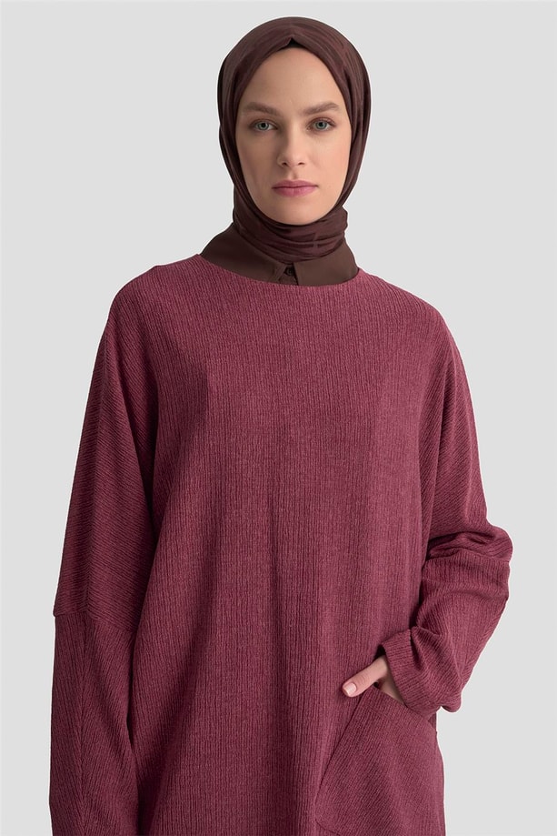 Armine Basic Örme Tunik 25KD1118 Bordo