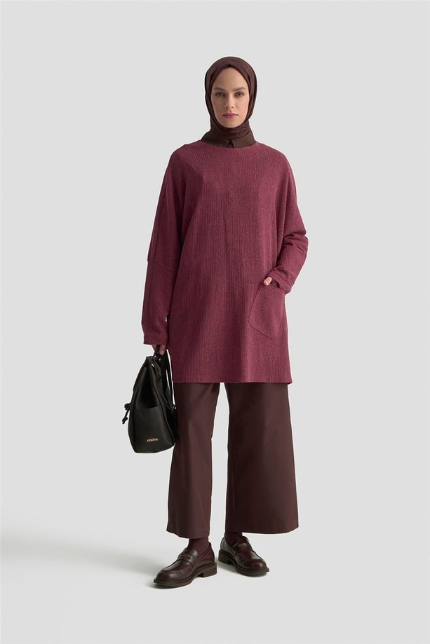 Armine Basic Örme Tunik 25KD1118 Bordo