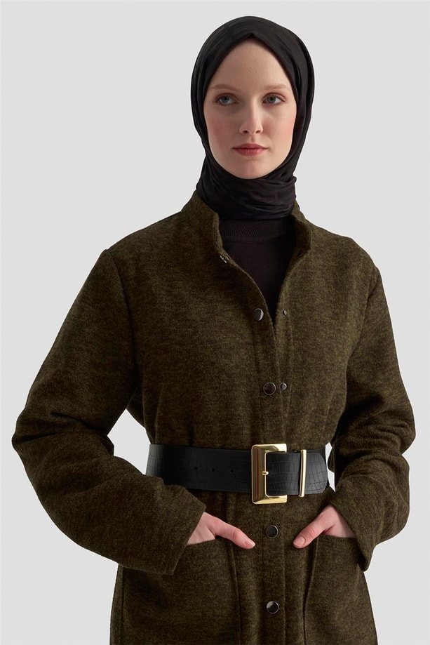 Armine Melanjlı Örme Kap 25KD1123 Haki