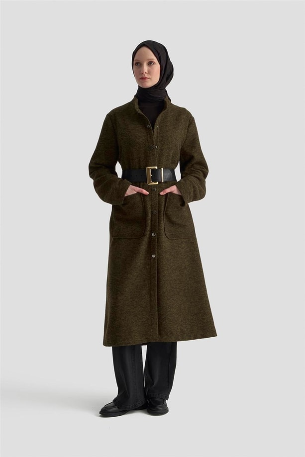 Armine Melanjlı Örme Kap 25KD1123 Haki