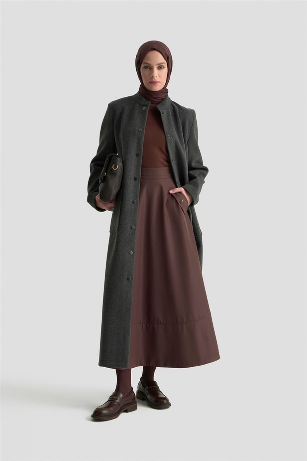 Armine Hakim Yaka Kaşe Kap 25KD1124 Gri