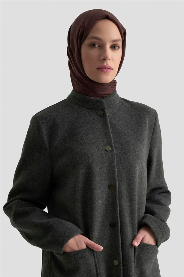 Armine Hakim Yaka Kaşe Kap 25KD1124 Gri