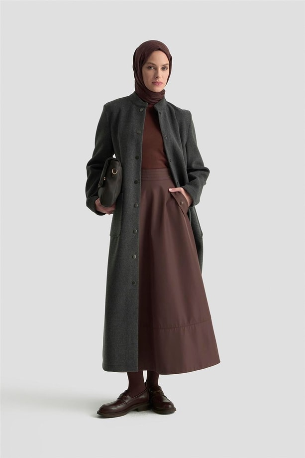 Armine Hakim Yaka Kaşe Kap 25KD1124 Gri