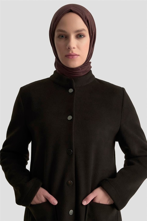 Armine Hakim Yaka Kaşe Kap 25KD1124 Siyah