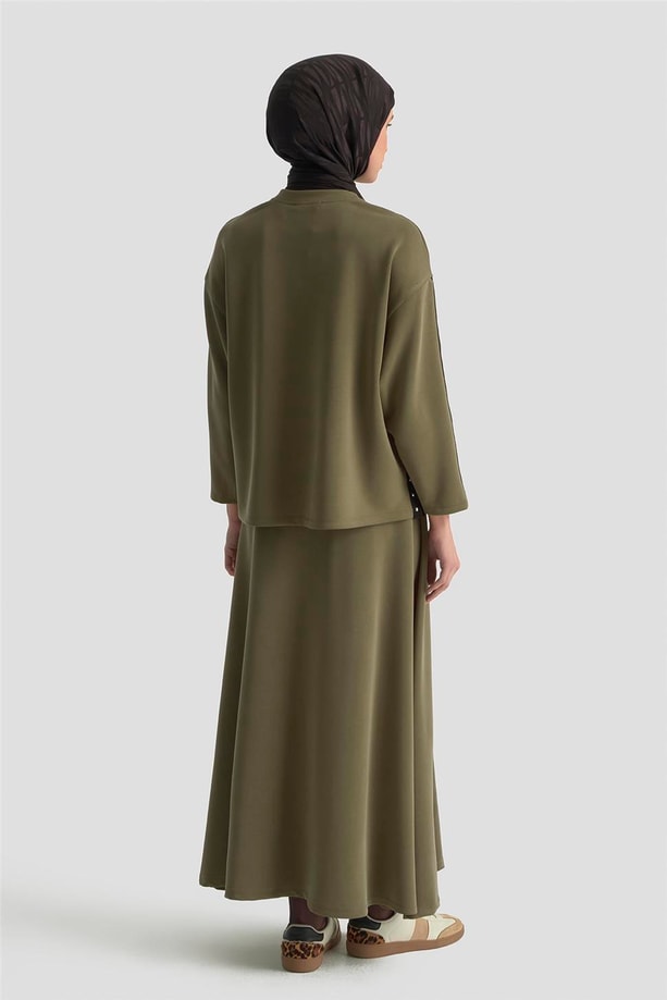 Armine Şeritli Örme Takım 25KD1163 Haki