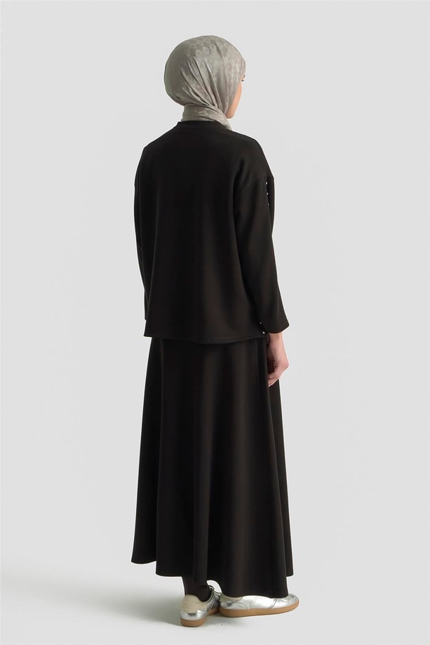 Armine Şeritli Örme Takım 25KD1163 SİYAH